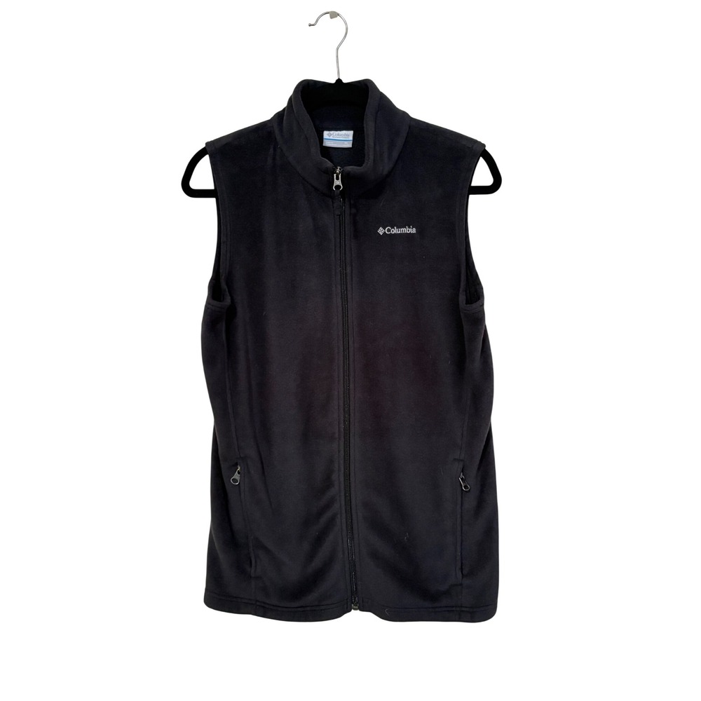 Columbia Sportswear Boys XL Black Full Zip Fleece Vest Mock Neck Pockets
